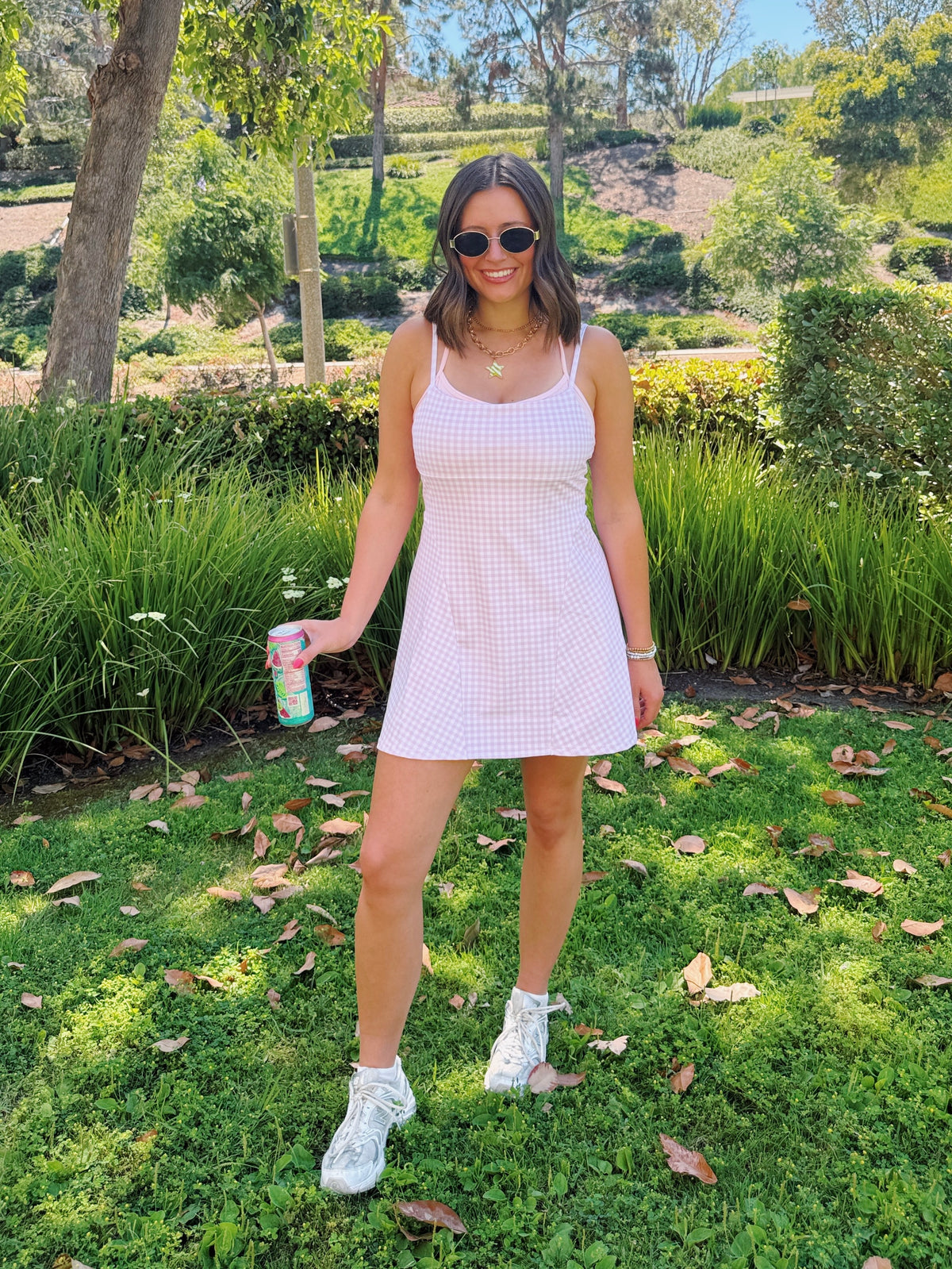 On The Move Gingham Layered Athletic Dress