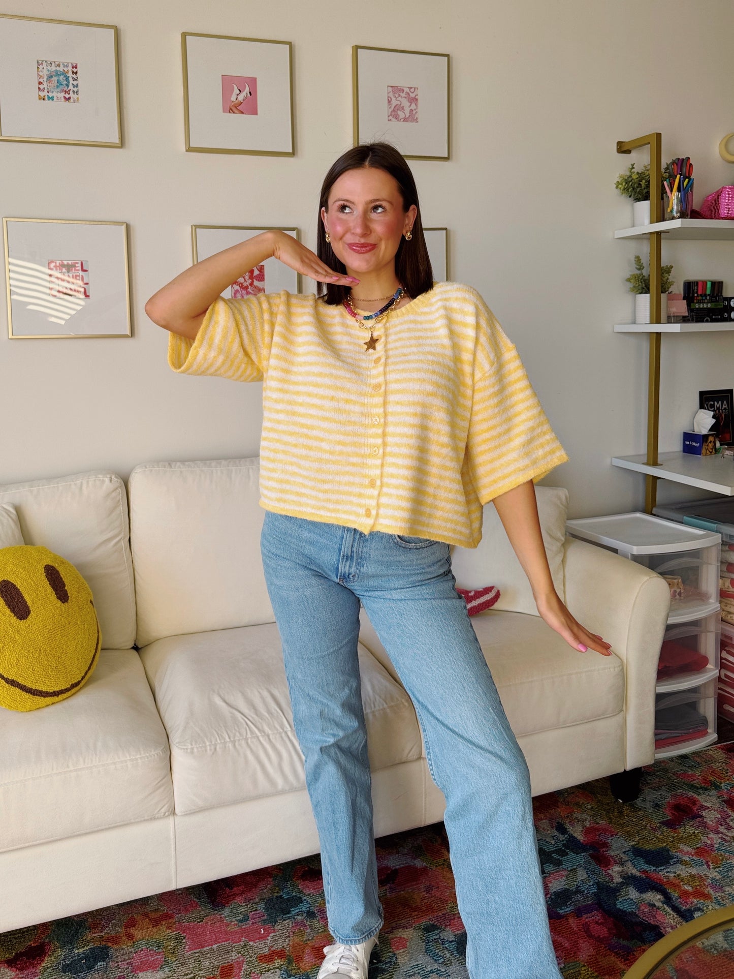 Easy Does It Striped Button Down Cardigan