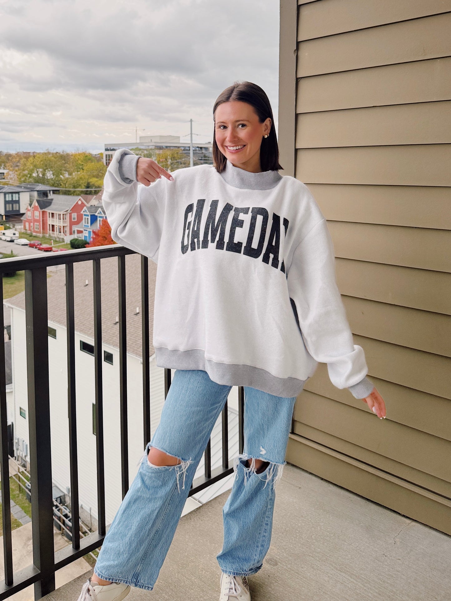 Football/Gameday Reversible Mock Neck Sweatshirt