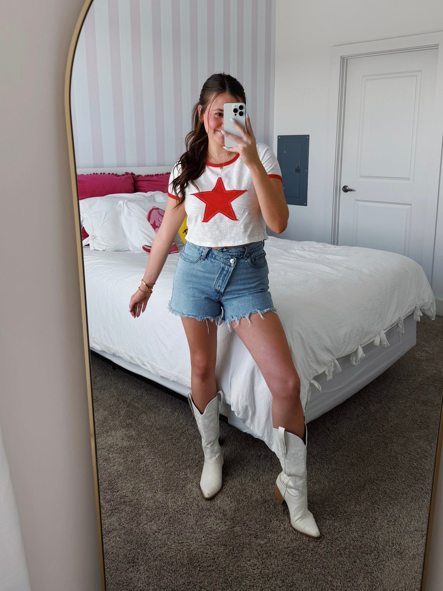 Born In The USA Star Cropped Tee