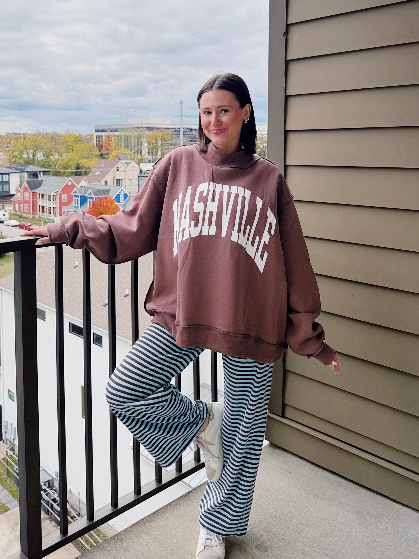 Nashville/Broadway Reversible Mock Neck Sweatshirt