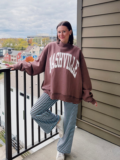 Nashville/Broadway Reversible Mock Neck Sweatshirt