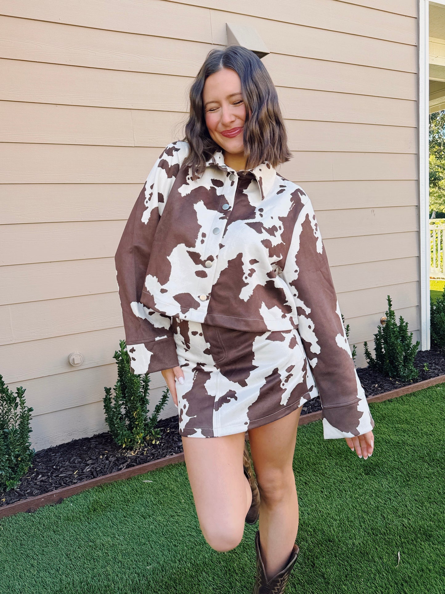 Heads Carolina Cow Top & Skirt Set