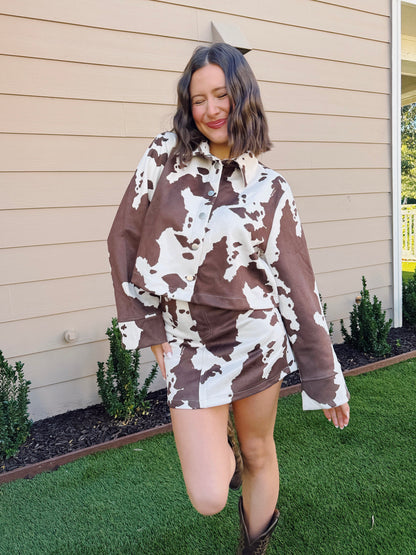 Heads Carolina Cow Top & Skirt Set