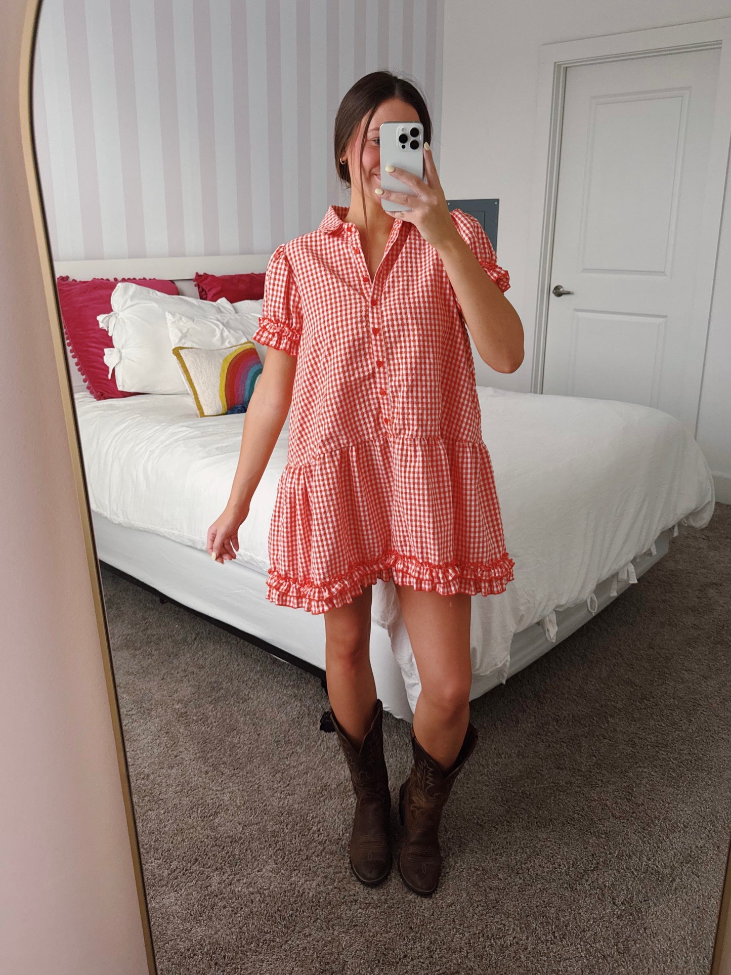 Southern Charm Gingham Babydoll Dress