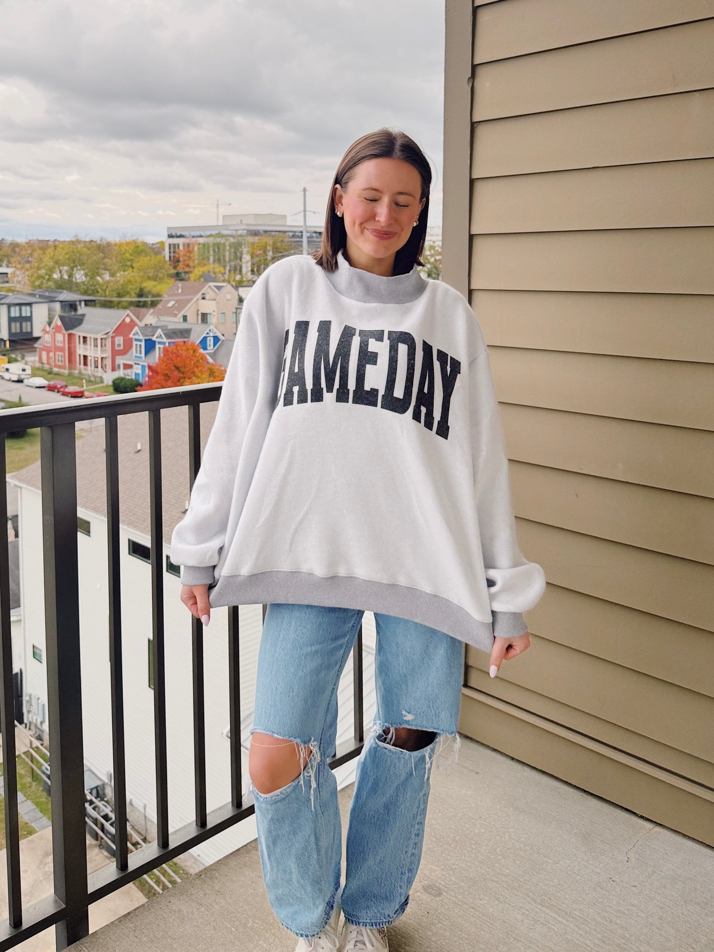 Football/Gameday Reversible Mock Neck Sweatshirt