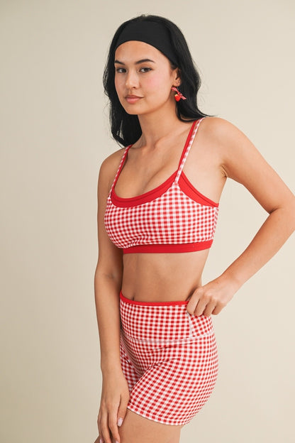 Off Duty Gingham Sports Bra & Shorts Set