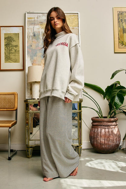 Embroidered Text Georgia Mock Neck Sweatshirt
