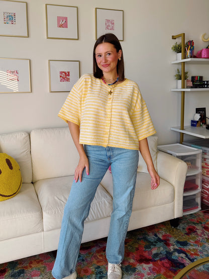 Easy Does It Striped Button Down Cardigan