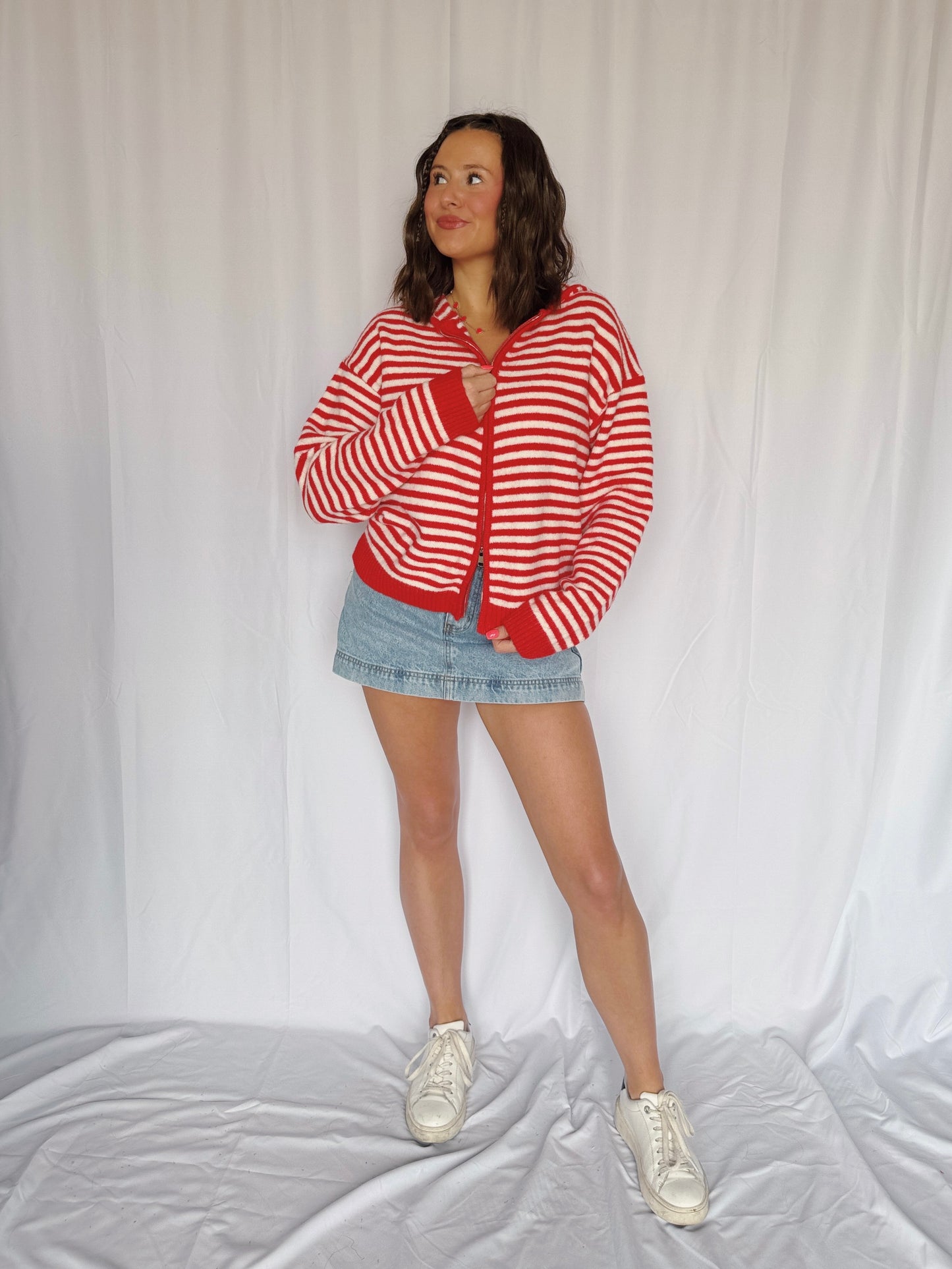 Sugar Rush Striped Zip Up Sweater