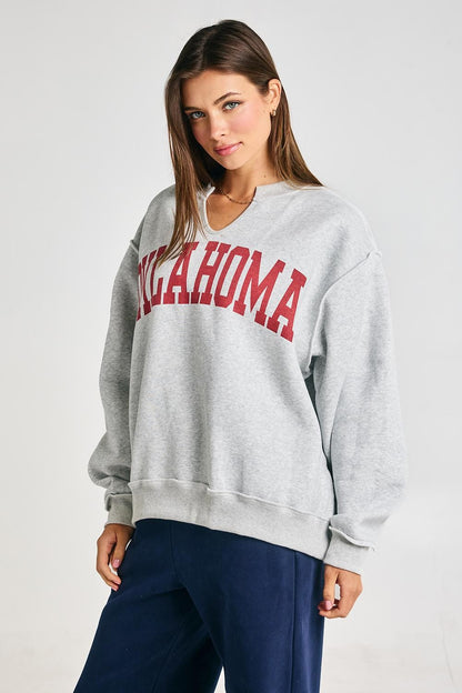 PREORDER: Oklahoma Split Neck Sweatshirt (EARLY AUGUST)
