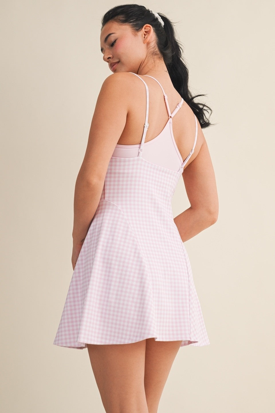 On The Move Gingham Layered Athletic Dress