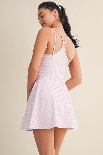 On The Move Gingham Layered Athletic Dress