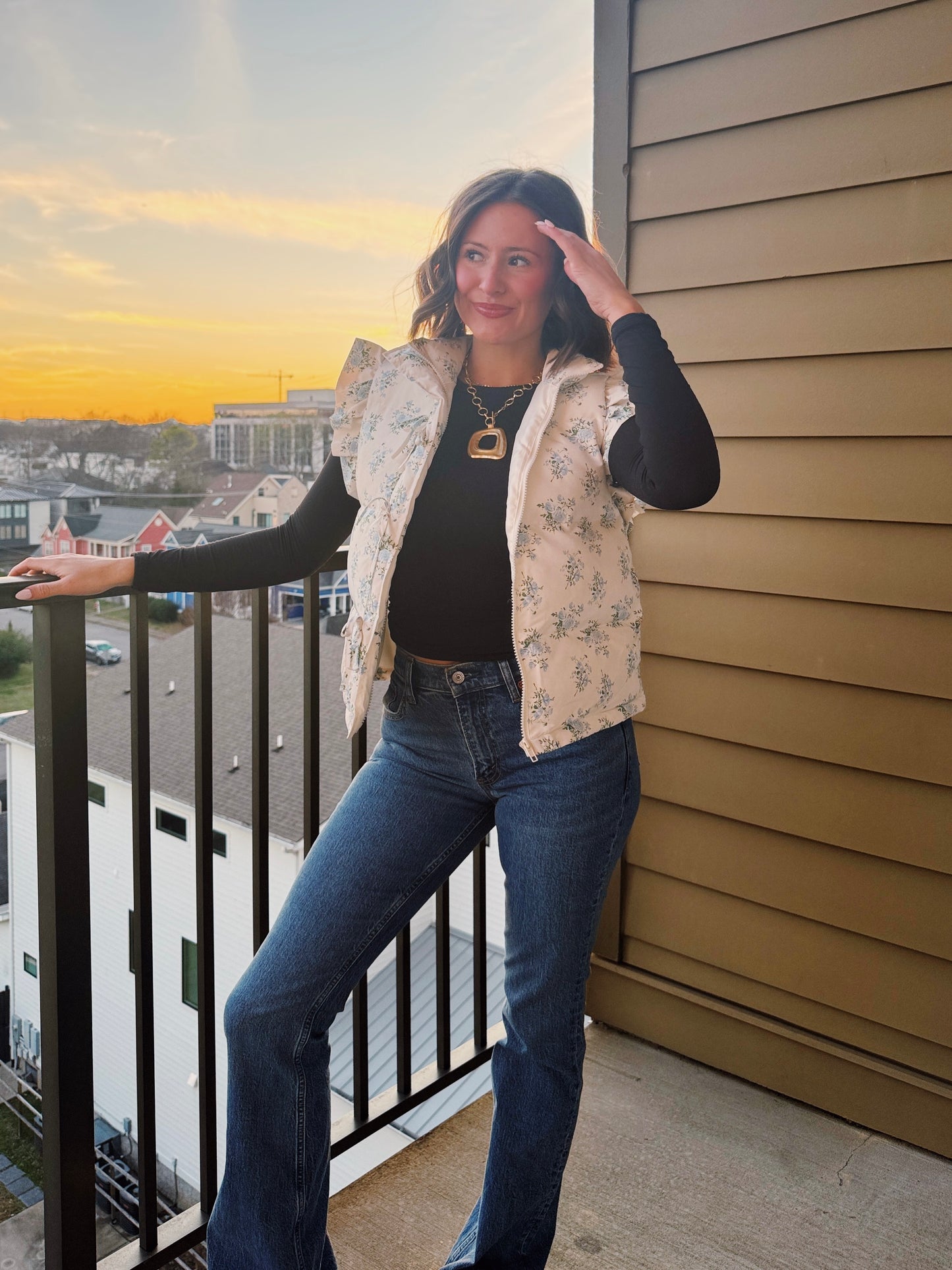 Sweet Pea Floral Puffer Vest