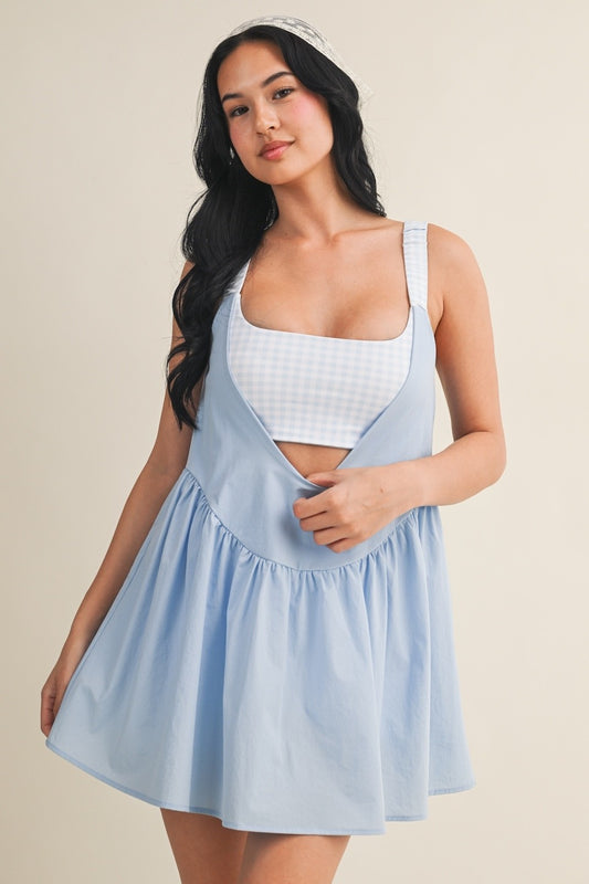 PREORDER: Sweet Escape Gingham Athletic Romper Dress (LATE JUNE)