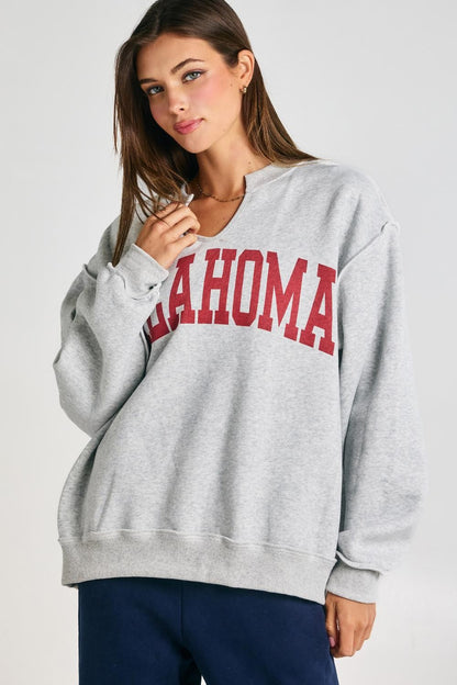 PREORDER: Oklahoma Split Neck Sweatshirt (EARLY AUGUST)