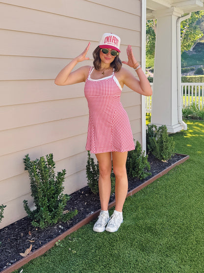 On The Move Gingham Layered Athletic Dress