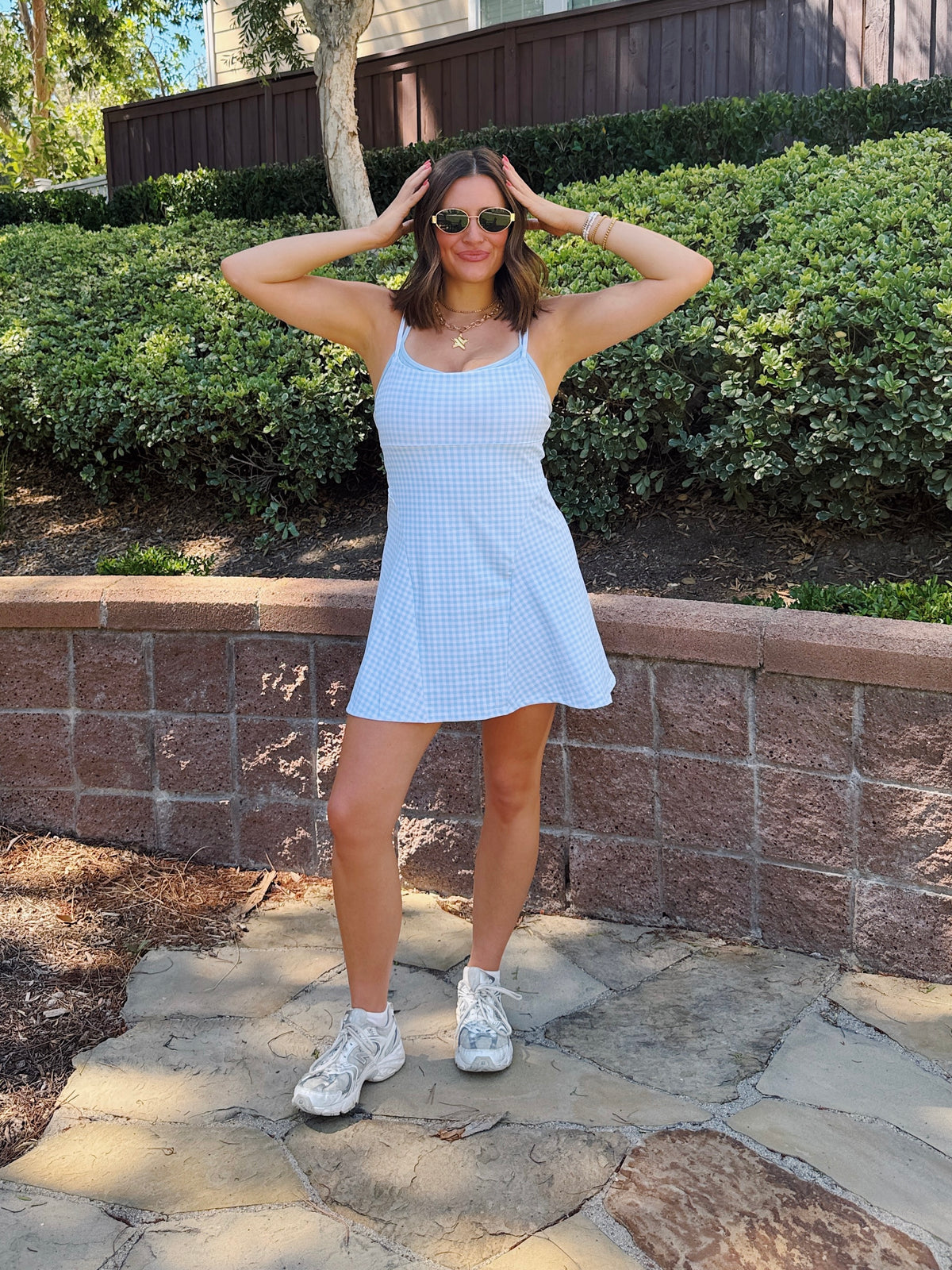On The Move Gingham Layered Athletic Dress