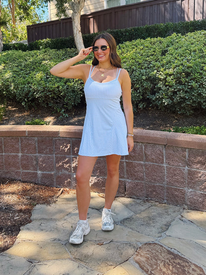 On The Move Gingham Layered Athletic Dress