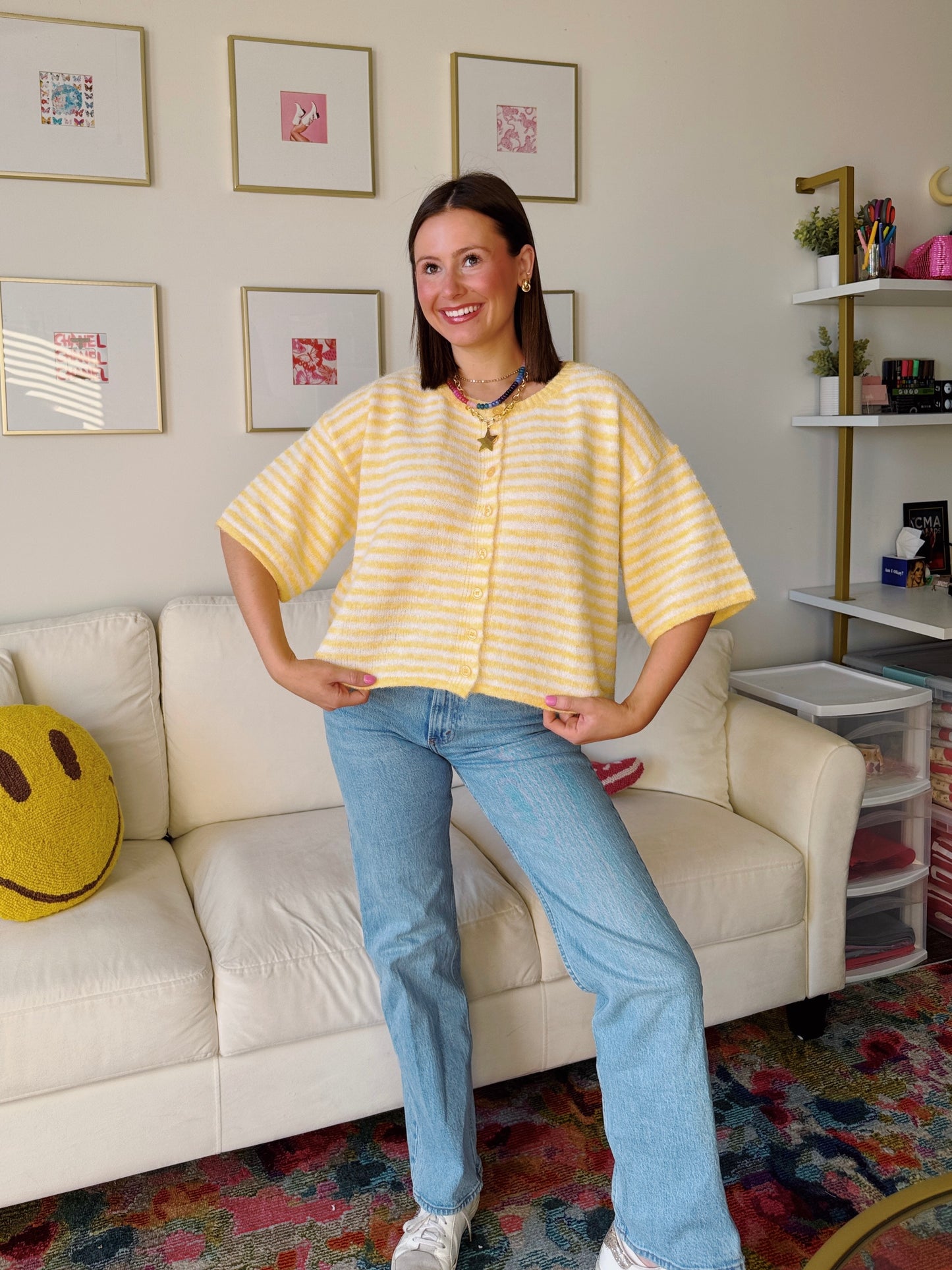 Easy Does It Striped Button Down Cardigan