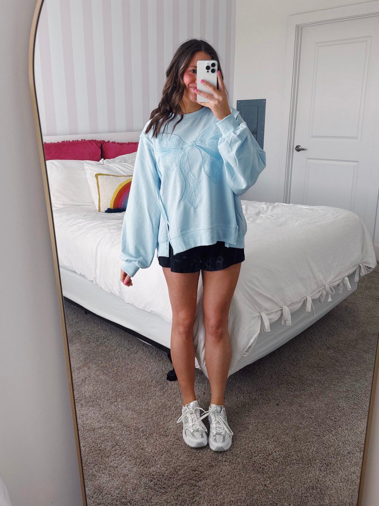 Dancing Through Life Lace Bow Sweatshirt