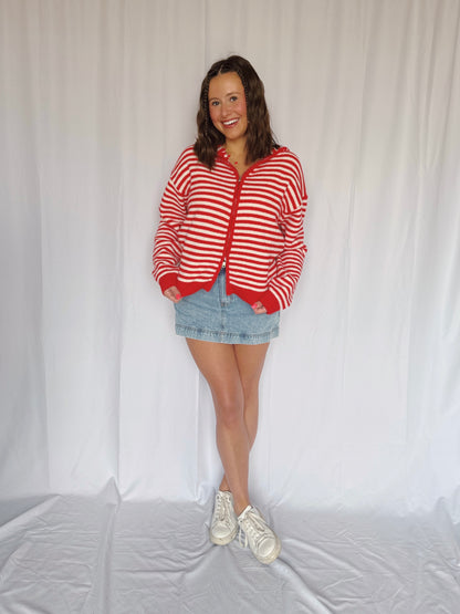 Sugar Rush Striped Zip Up Sweater