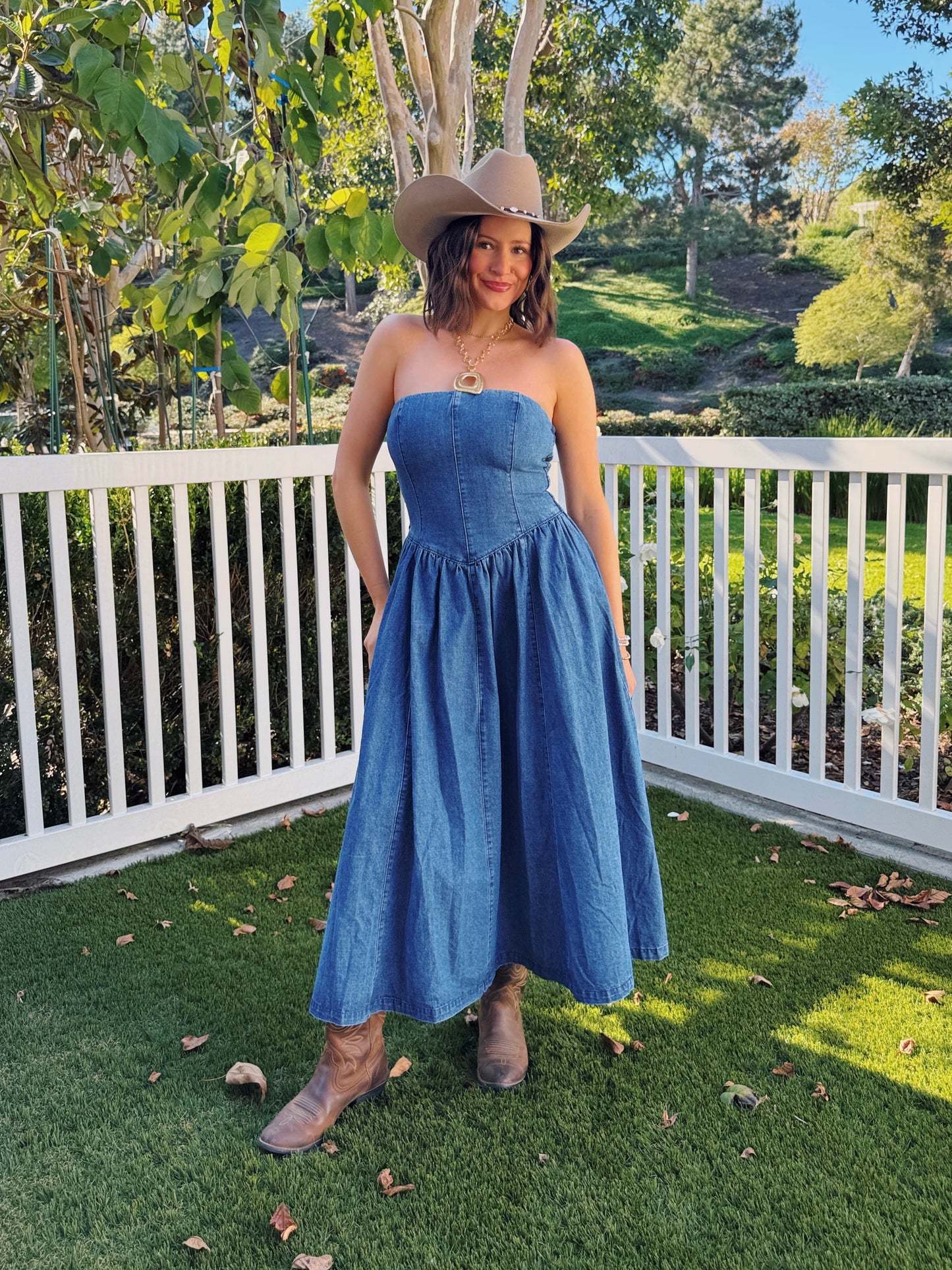 American Honey Denim Maxi Dress