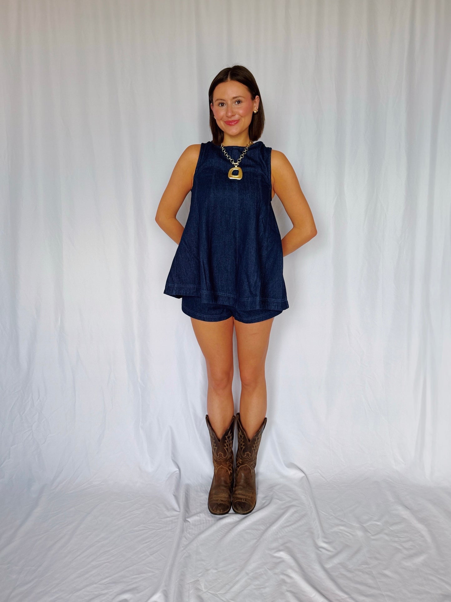 Desert Breeze Denim Top & Shorts Set