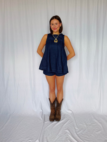 Desert Breeze Denim Top & Shorts Set