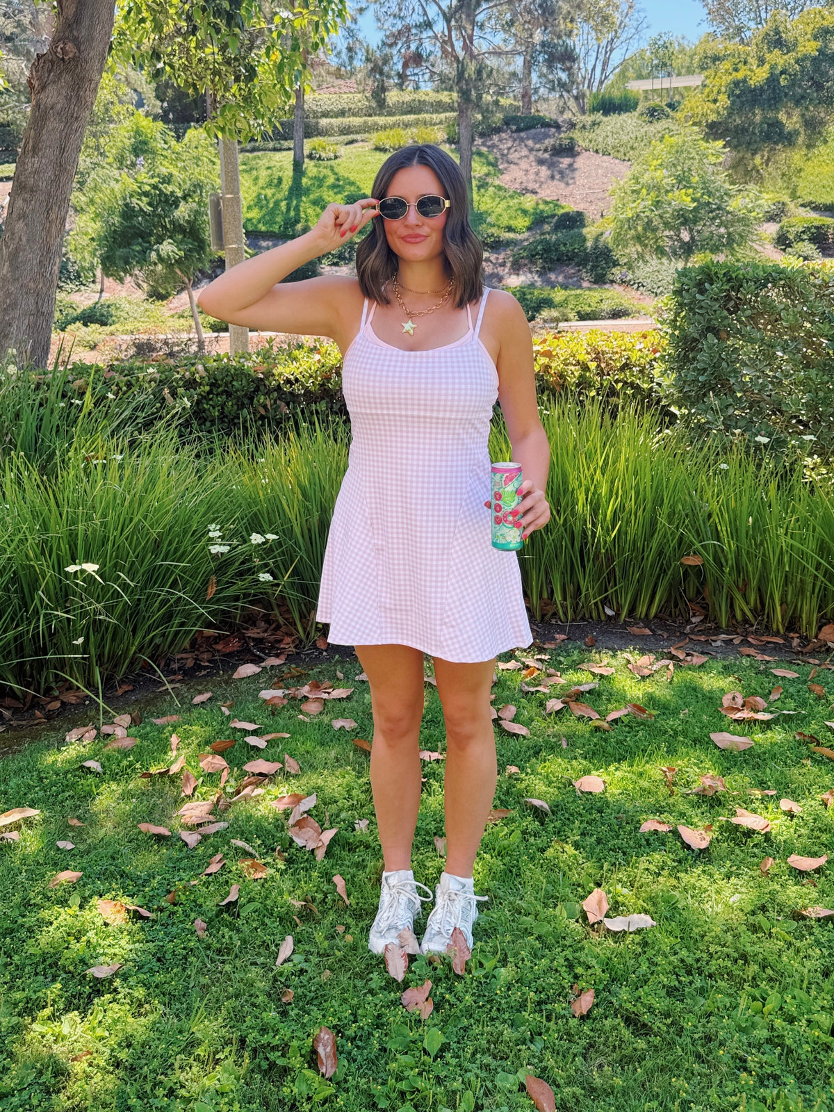On The Move Gingham Layered Athletic Dress