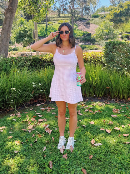 On The Move Gingham Layered Athletic Dress