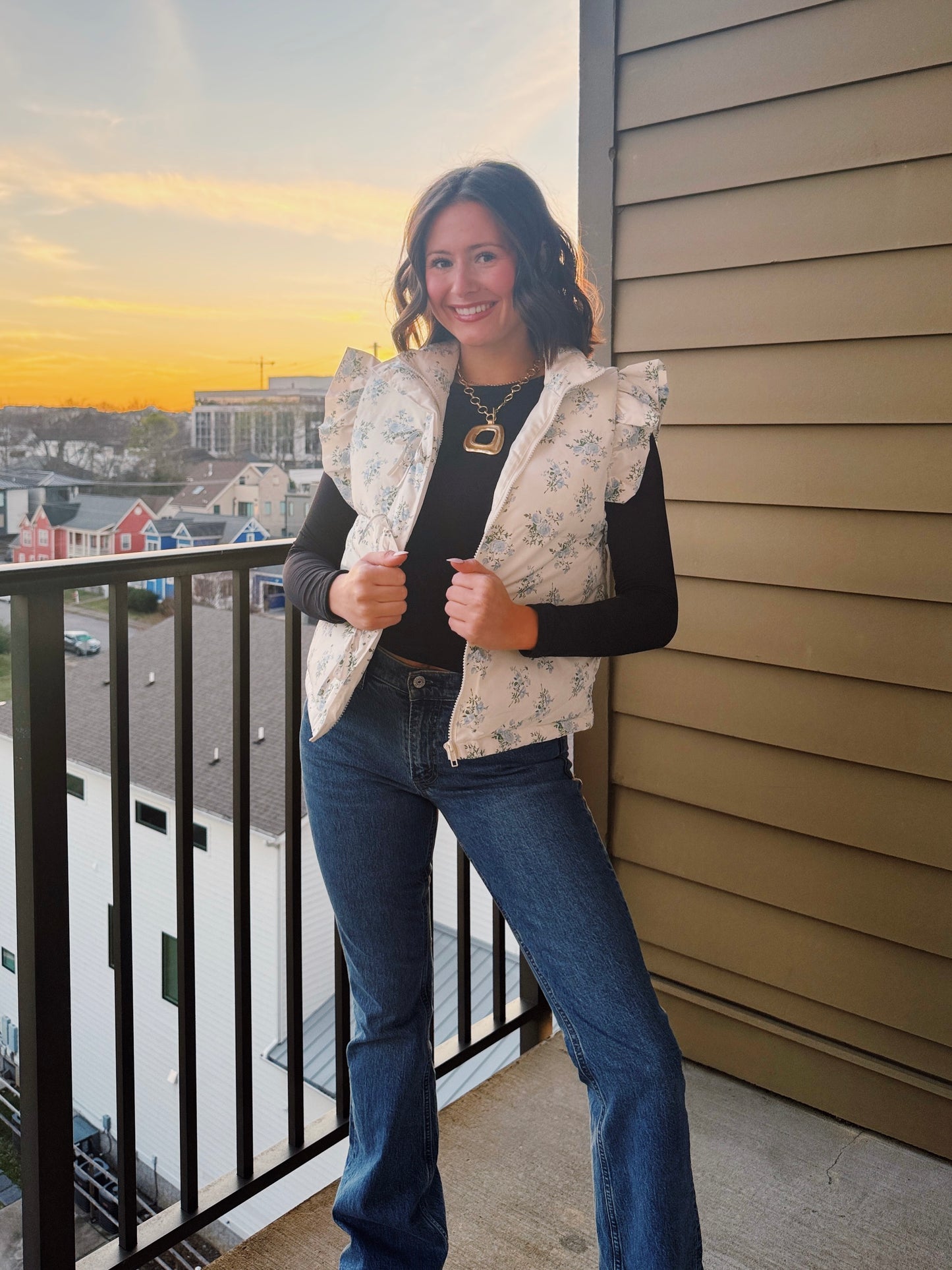 Sweet Pea Floral Puffer Vest