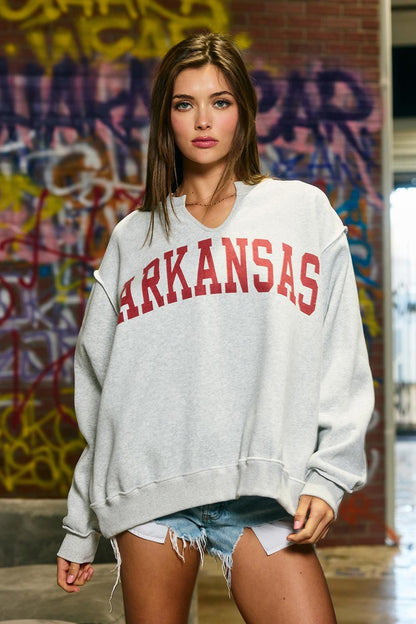 PREORDER: Arkansas Split Neck Sweatshirt (EARLY JULY)