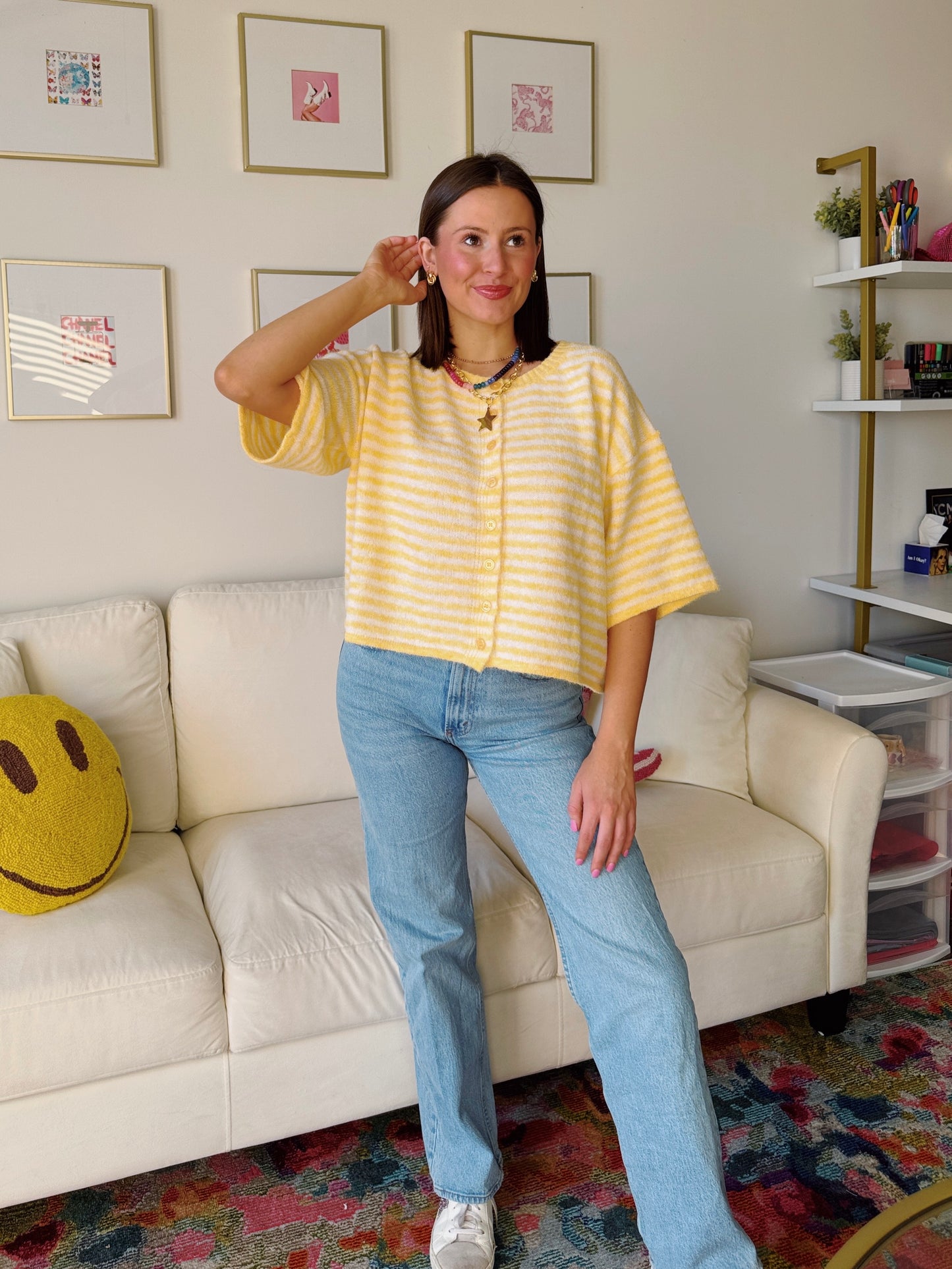 Easy Does It Striped Button Down Cardigan