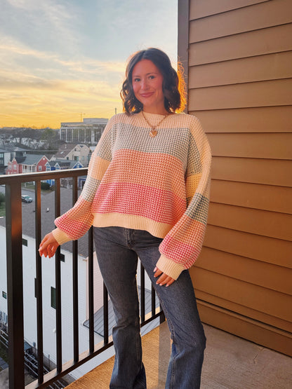 Starburst Colorblock Striped Sweater