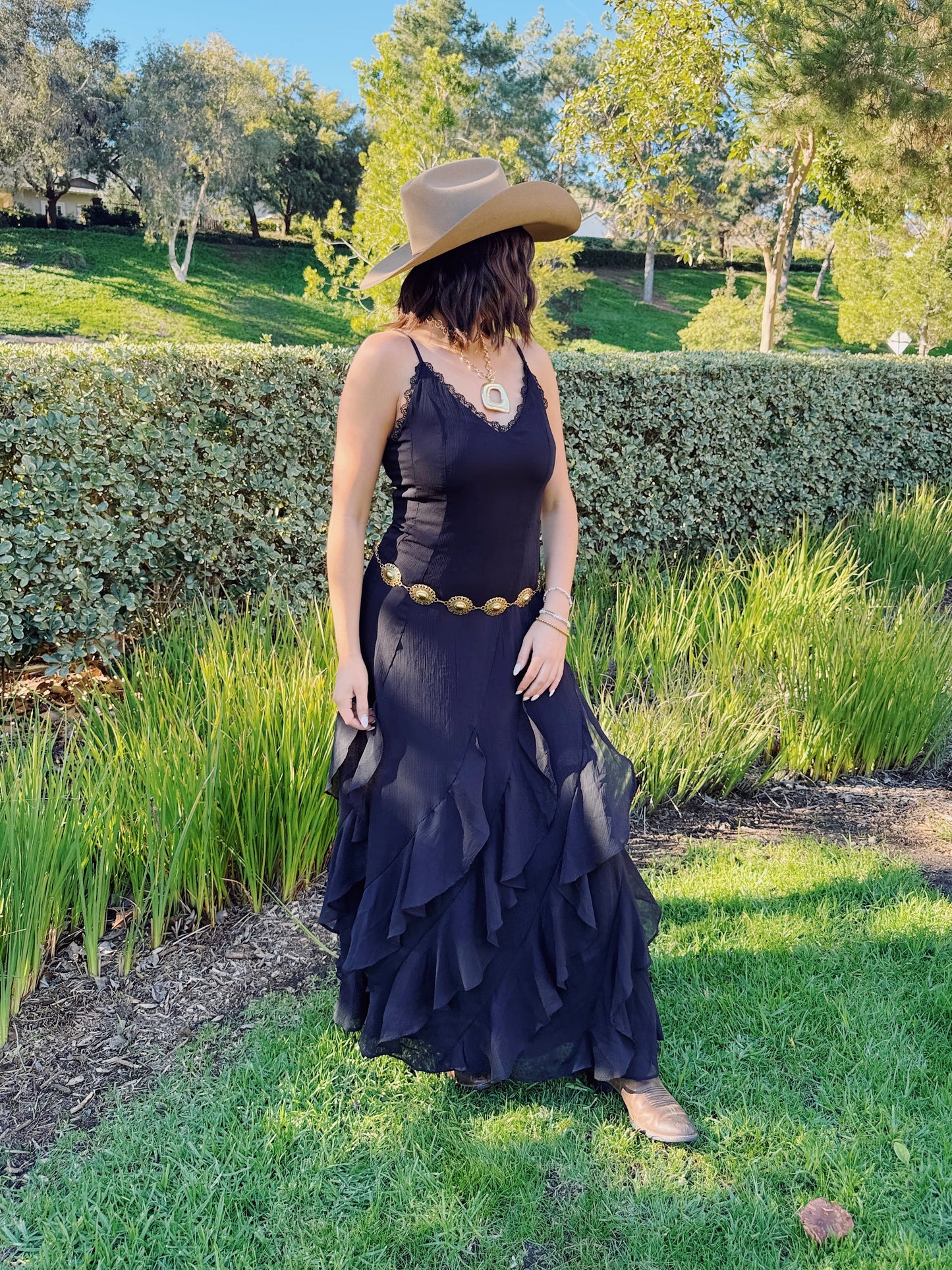 Chasing Sunsets Ruffle Maxi Dress