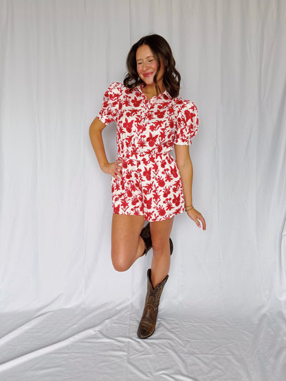 Flower Power Puff Sleeve Romper