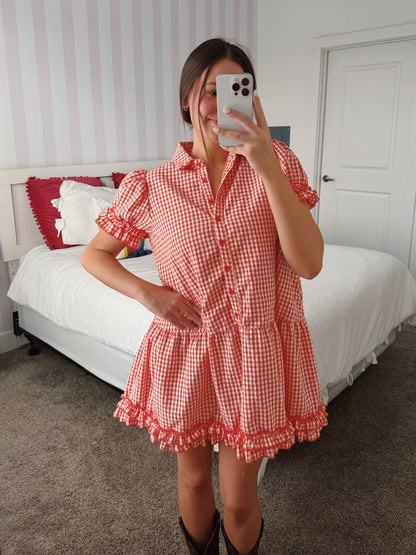 Southern Charm Gingham Babydoll Dress