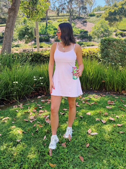 On The Move Gingham Layered Athletic Dress
