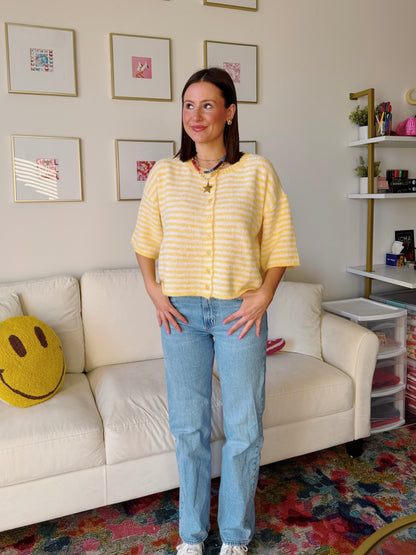 Easy Does It Striped Button Down Cardigan