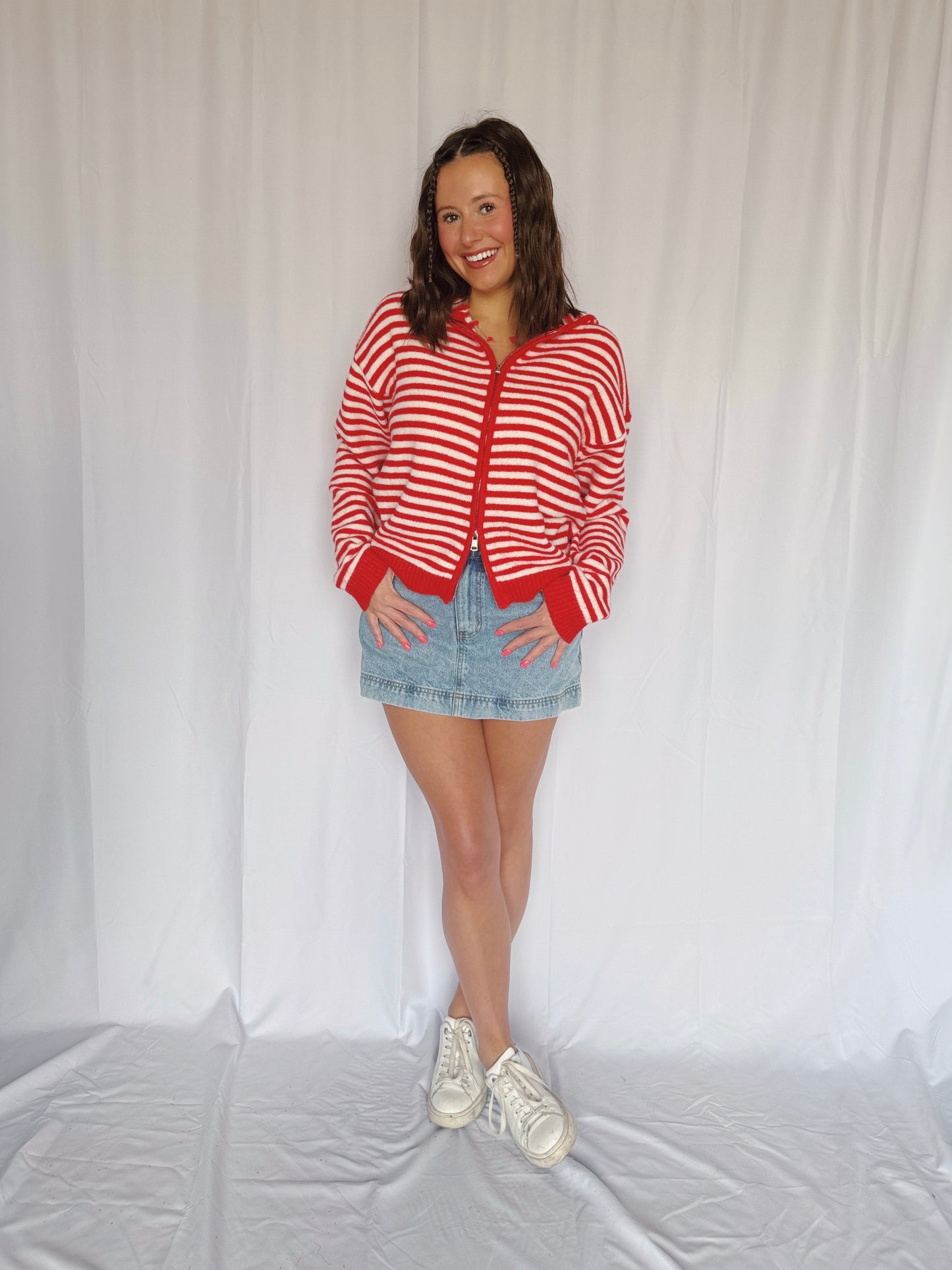 Sugar Rush Striped Zip Up Sweater