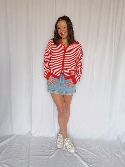 Sugar Rush Striped Zip Up Sweater