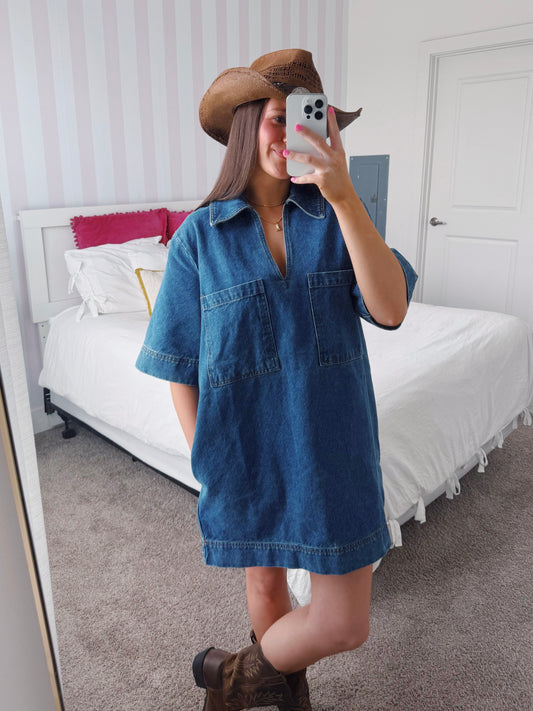 Country Roads Denim Shirt Dress
