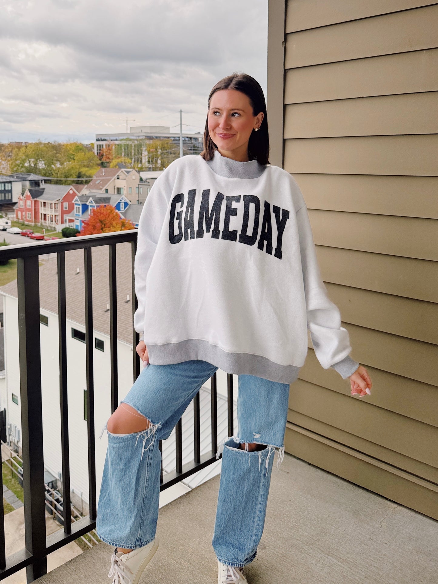 Football/Gameday Reversible Mock Neck Sweatshirt