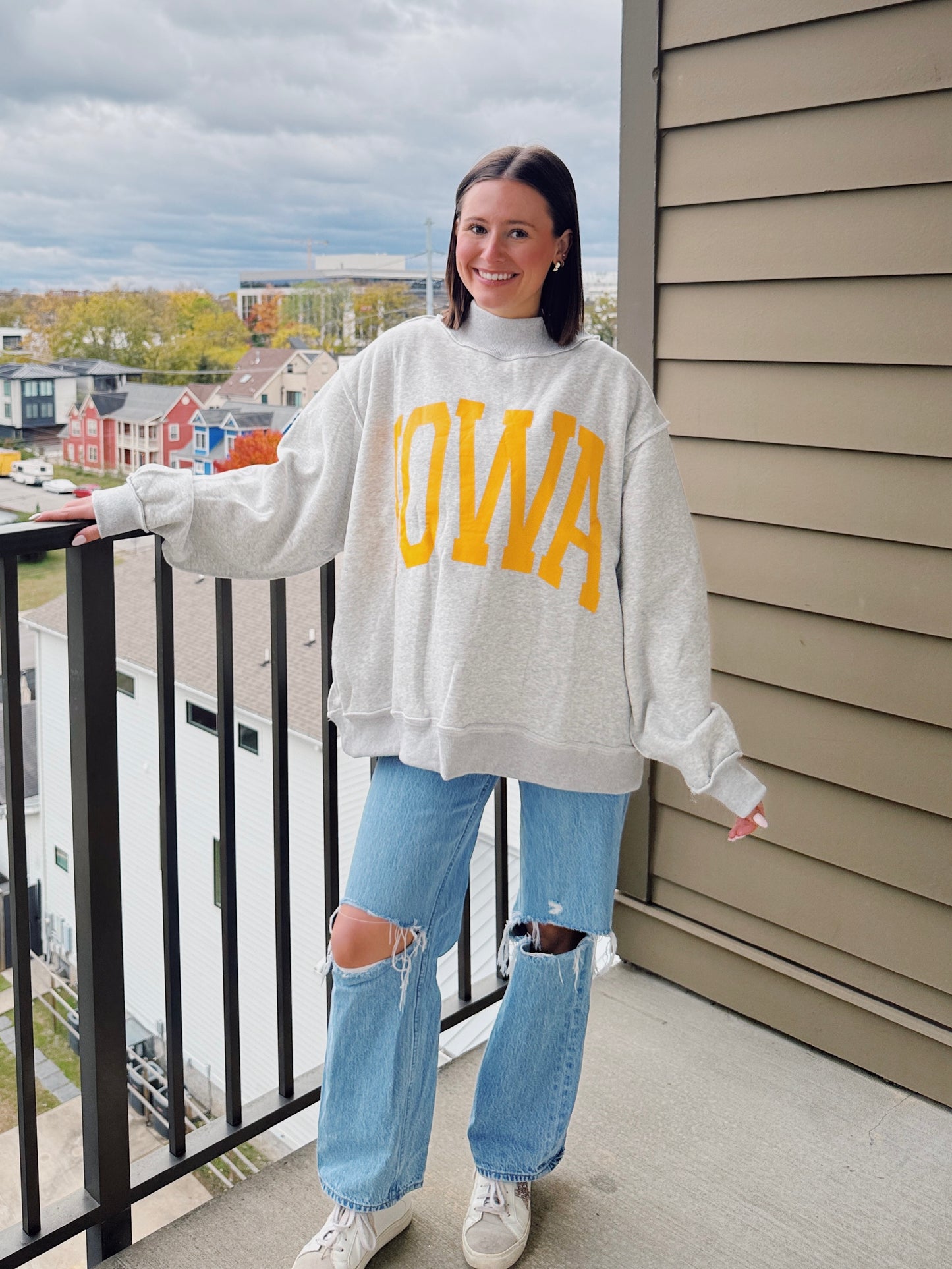 Iowa Reversible Mock Neck Sweatshirt