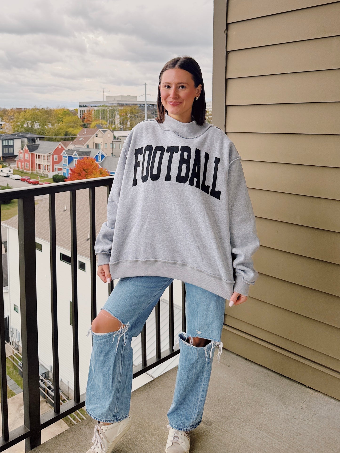 Football/Gameday Reversible Mock Neck Sweatshirt