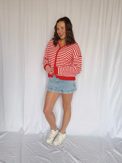 Sugar Rush Striped Zip Up Sweater