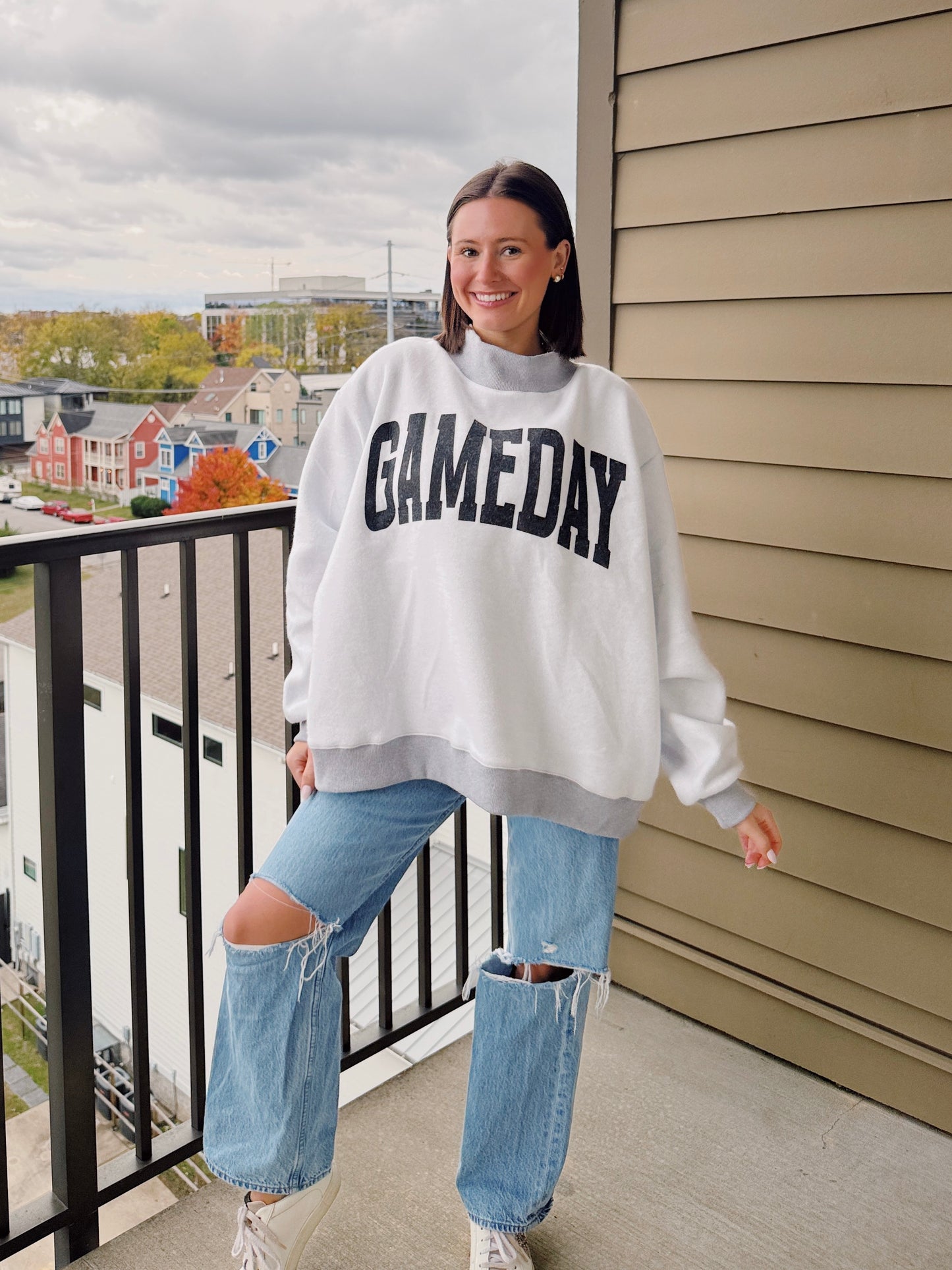 Football/Gameday Reversible Mock Neck Sweatshirt