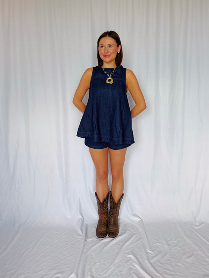 Desert Breeze Denim Top & Shorts Set