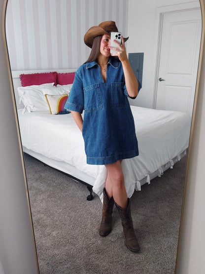 Country Roads Denim Shirt Dress